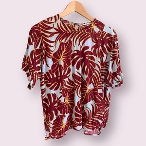 Tropical Print Maroon Top